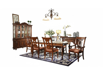 Dining room table, dining table, 4 chairs, 2 armchairs, display cabinet, 8-piece dining set