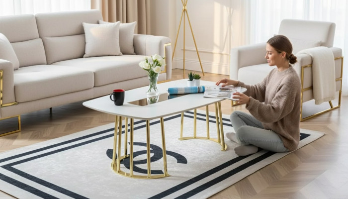 Coffee table white modern living room furniture table luxury design new luxury