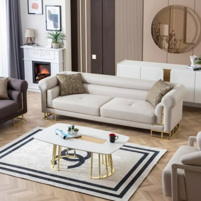 3-seater sofa textile living room design modern new luxury white