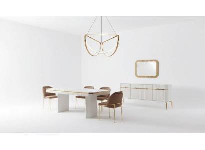 Dining Room Set Table 6x Chairs Sideboard Mirror 9-piece Group Suite