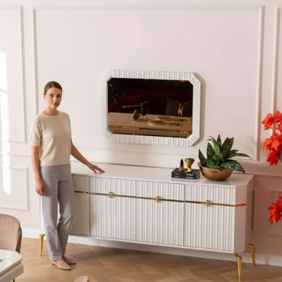 Sideboard mirror design furniture console wood living room designer