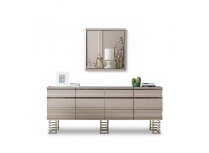 Living room beige sideboard mirror design furniture console wood designer