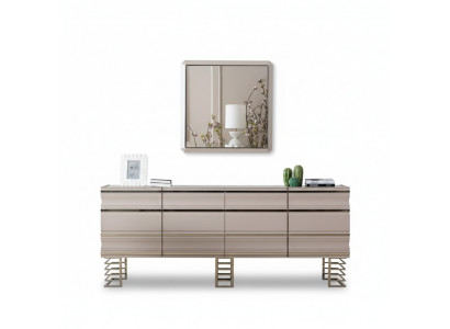 Living room beige sideboard mirror design furniture console wood designer