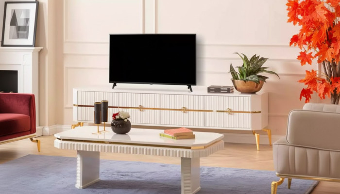 Coffee table and sideboard 2-piece living room furniture table lowboard new white