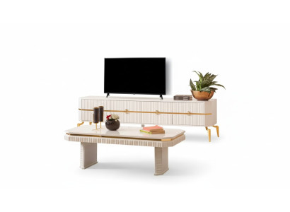 Coffee table and sideboard 2-piece living room furniture table lowboard new white
