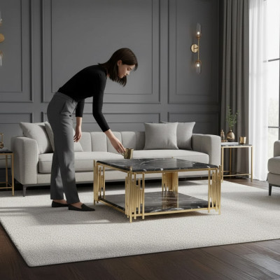 Coffee table living room furniture table luxury side table black design