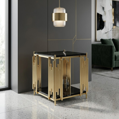 Side table living room furniture material black stainless steel design