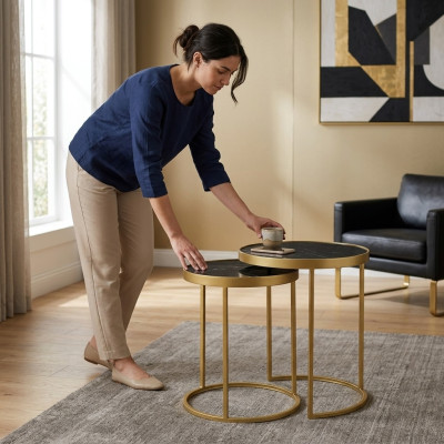 Side table gold living room furniture material stainless steel design new