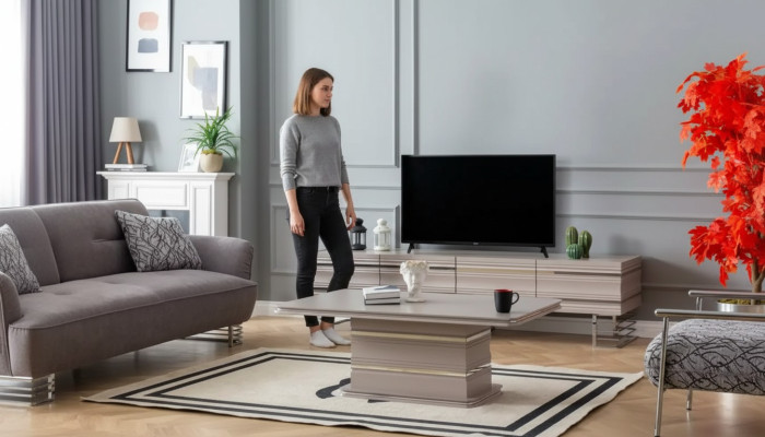 Wall unit TV stand coffee table set practical living room furniture