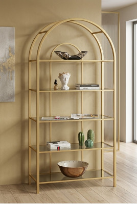 Living Room Shelf Room Divider Standing Shelf Bookshelf Storage Gold
