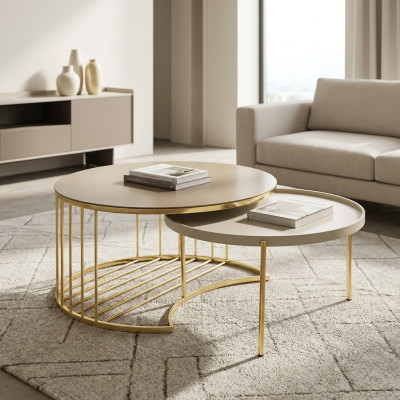 Modern 2x Coffee Tables Stainless Steel Coffee Table Living Room Table New Gold