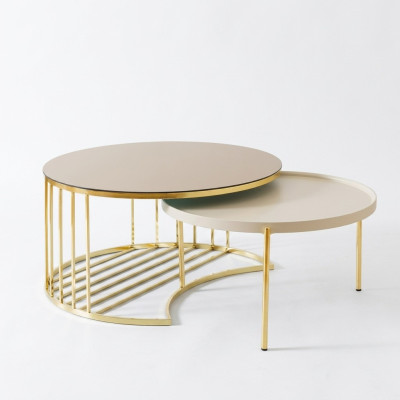 Modern 2x Coffee Tables Stainless Steel Coffee Table Living Room Table New Gold