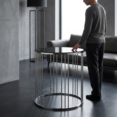 Side table living room furniture material stainless steel black design modern