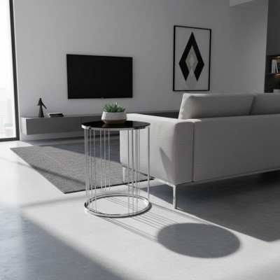Side table living room furniture material stainless steel black design modern