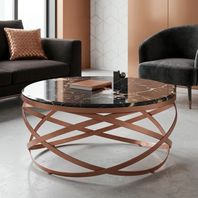 Round coffee table furniture luxury new black modern living room design brown