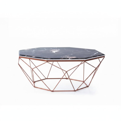 Modern living room coffee table made of wood, black sofa table.
