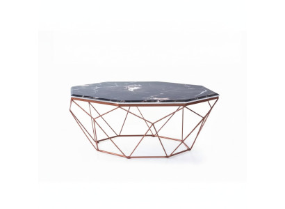 Modern living room coffee table made of wood, black sofa table.
