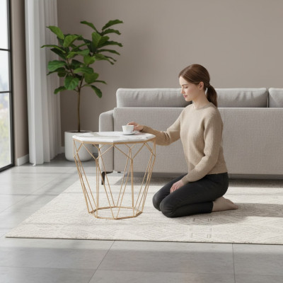 Side table living room furniture material metal white design modern