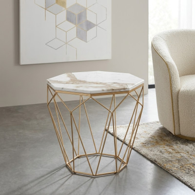 Side table living room furniture material metal white design modern