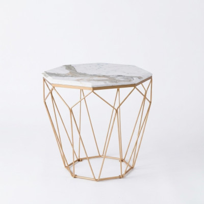 Side table living room furniture material metal white design modern