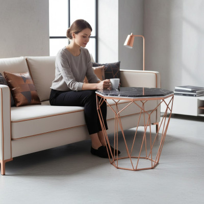 Side table living room luxury furniture material black metal design