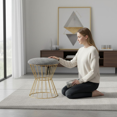 Ottoman footstool cube luxury furniture design style lounge club fabric
