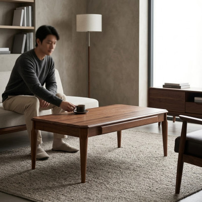 Coffee table wooden table luxury furniture design living room table modern brown