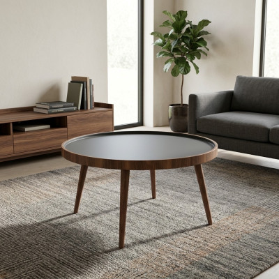 Round kitchen dining table coffee table color brown new style modern wood