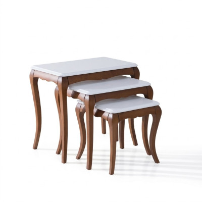 Side table 3x living room furniture material wood white design modern