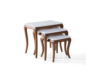 Side table 3x living room furniture material wood white design modern