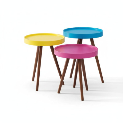Side table 3x brown living room furniture material wood design new