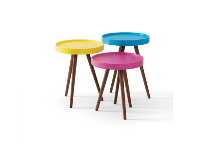 Side table 3x brown living room furniture material wood design new