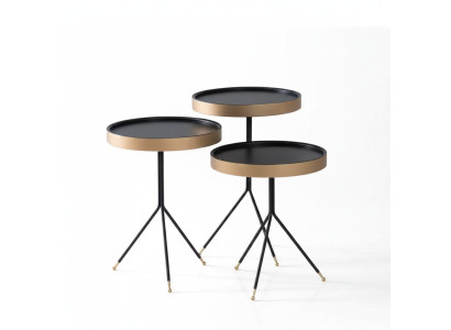 Side table 3x round decorative table lamp table sofa table wood black