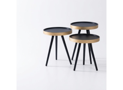Stylish side table coffee table round wood new black