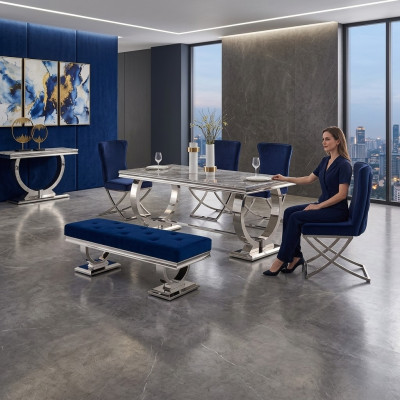 Designer rectangular dining table dining room furniture luxury stainless steel tables