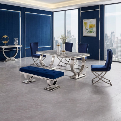 Designer rectangular dining table dining room furniture luxury stainless steel tables