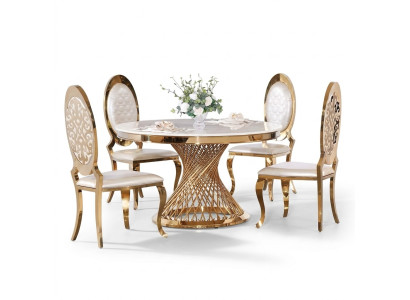 Designer golden round table stainless steel tables stylish dining room furniture