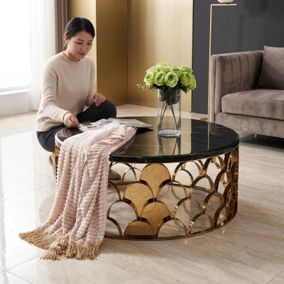 Black coffee table living room table designer stainless steel table gold table