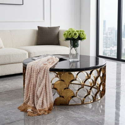 Black coffee table living room table designer stainless steel table gold table
