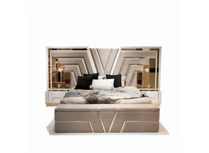 Bedroom set bed 2x nightstands luxury new 3-piece design modern wood