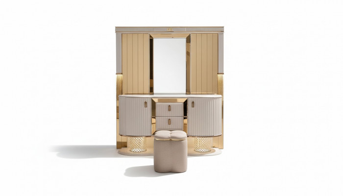 Bedroom set luxury dressing table with mirror stool design new 2-piece set