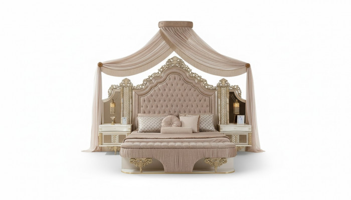 Bedroom set bed 2x nightstands wardrobe luxury new 4-piece