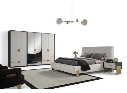 Bedroom set: bed, 2 nightstands, wardrobe, luxury, new, 4-piece, wood
