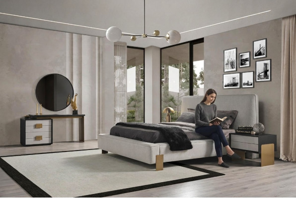 Bedroom set bed 2x nightstands dressing table luxury new 5-piece