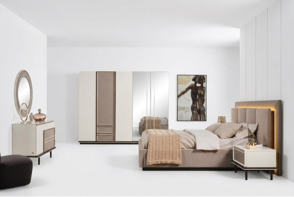 Bedroom set bed 2x nightstands dressing table luxury new 6-piece design