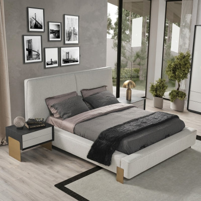 Luxurious bedroom set designer double bed 2x nightstands stylish