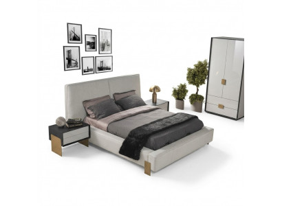 Luxurious bedroom set designer double bed 2x nightstands stylish