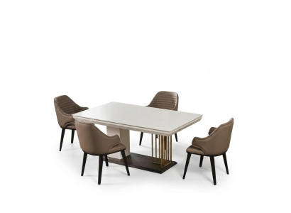 Dining room furniture designer dining table 4x chairs complete suite 5-piece set