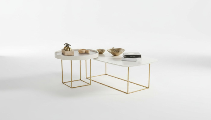 Living room coffee table set designer round table semi-circular stainless steel table