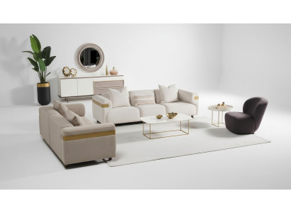 Modern beige sofa set 4+3 seater + armchair living room luxury set 3-piece